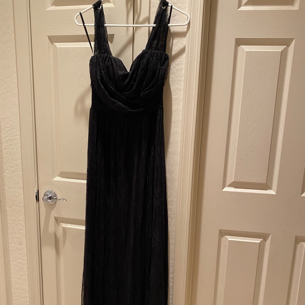 Off the shoulder black lace gown